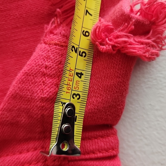 Eunina Red Distressed Jean Shorts - Picture 8 of 9